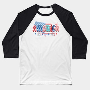 Retro America Tour, 1776 Independence Day, American Flag, Memorial Day, Patriotic Freedom (2 Sided) Baseball T-Shirt